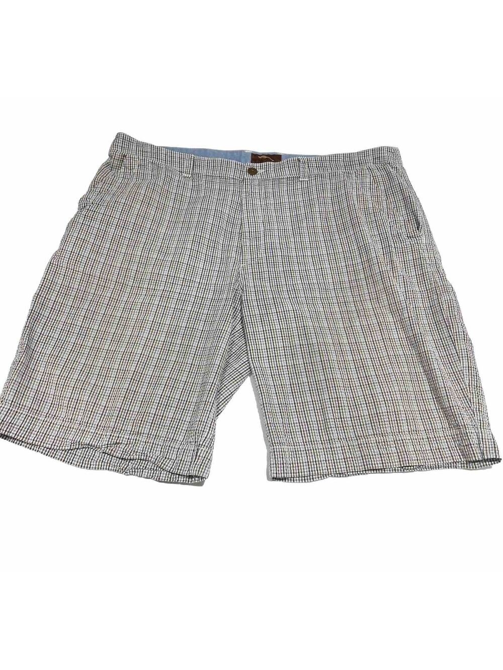 Bob Timberlake Men's 44 Plaid Walking Shorts seersucker Flat Front